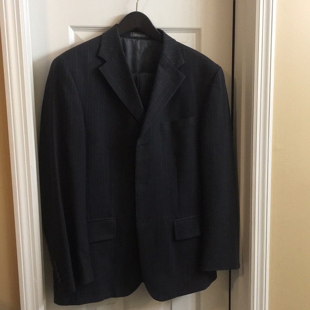 Navy Pin Stripe Suit. Oscar De La Renta suit